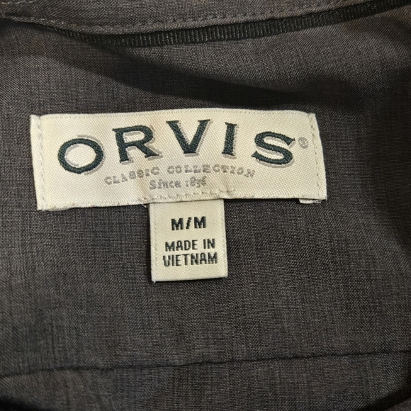 Orvis Short Sleeve Charcoal Gray Button Down Tech Shirt Size Medium - Picture 5 of 7